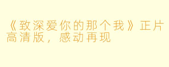 《致深爱你的那个我》正片高清版，感动再现