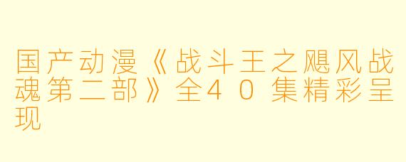 国产动漫《战斗王之飓风战魂第二部》全40集精彩呈现