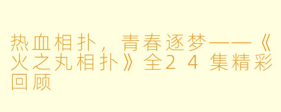 热血相扑，青春逐梦——《火之丸相扑》全24集精彩回顾
