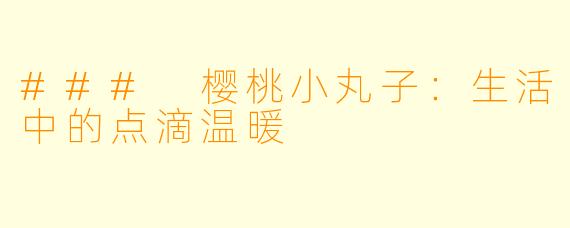 ### 樱桃小丸子：生活中的点滴温暖