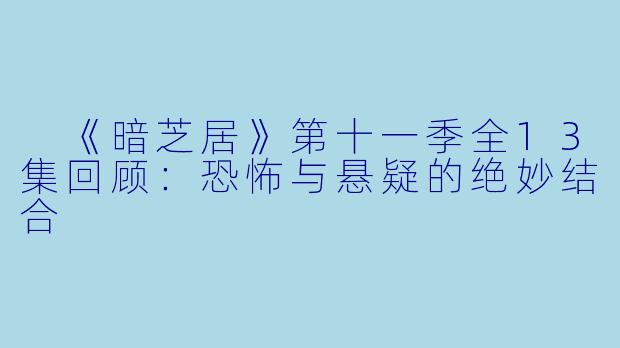  《暗芝居》第十一季全13集回顾：恐怖与悬疑的绝妙结合