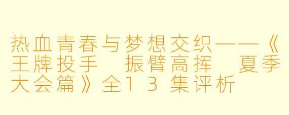 热血青春与梦想交织——《王牌投手 振臂高挥 夏季大会篇》全13集评析