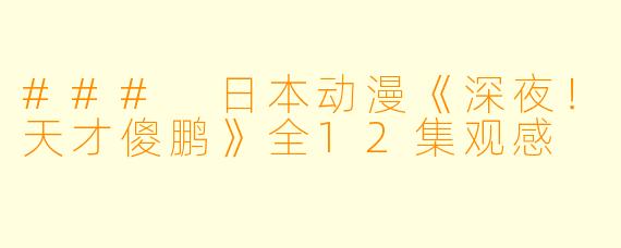 ### 日本动漫《深夜！天才傻鹏》全12集观感