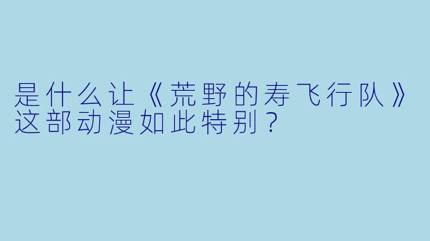 是什么让《荒野的寿飞行队》这部动漫如此特别?