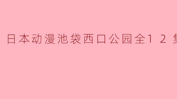 日本动漫池袋西口公园全12集