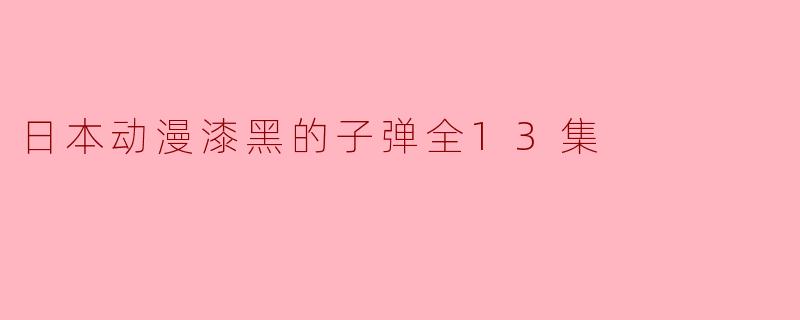 日本动漫漆黑的子弹全13集