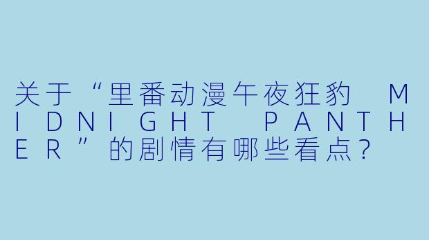 关于“里番动漫午夜狂豹 MIDNIGHT PANTHER”的剧情有哪些看点？