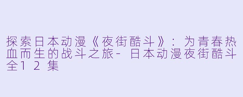 探索日本动漫《夜街酷斗》：为青春热血而生的战斗之旅-日本动漫夜街酷斗全12集
