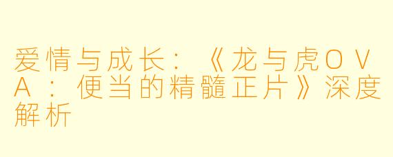 爱情与成长：《龙与虎OVA：便当的精髓正片》深度解析