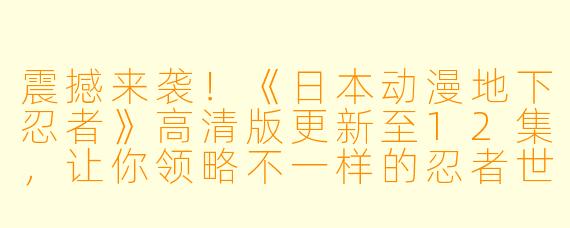 震撼来袭！《日本动漫地下忍者》高清版更新至12集，让你领略不一样的忍者世界