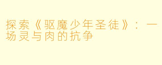 探索《驱魔少年圣徒》：一场灵与肉的抗争