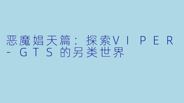 恶魔娼天篇：探索VIPER-GTS的另类世界