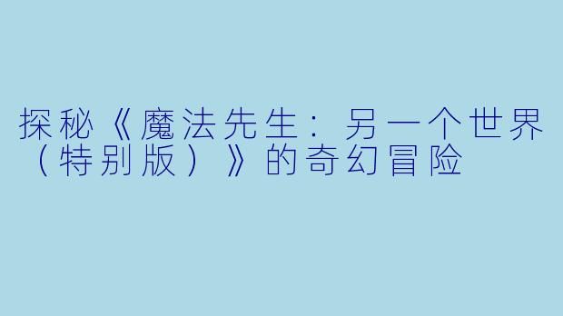 探秘《魔法先生：另一个世界（特别版）》的奇幻冒险