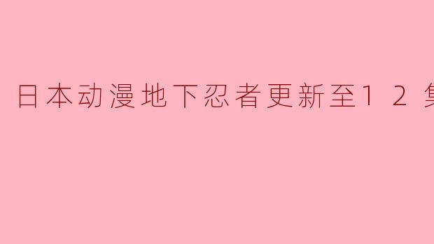 日本动漫地下忍者更新至12集高清版
