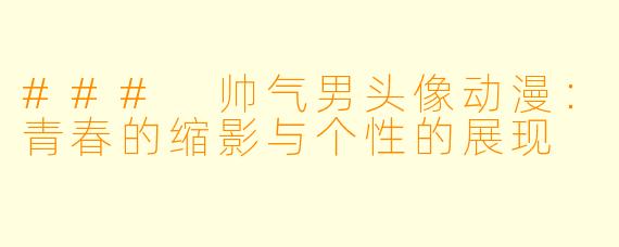 ### 帅气男头像动漫:青春的缩影与个性的展现