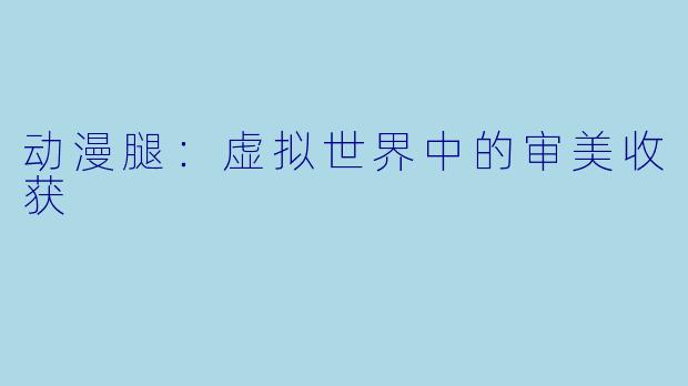 动漫腿：虚拟世界中的审美收获
