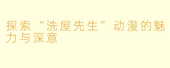 探索“洗屋先生”动漫的魅力与深意