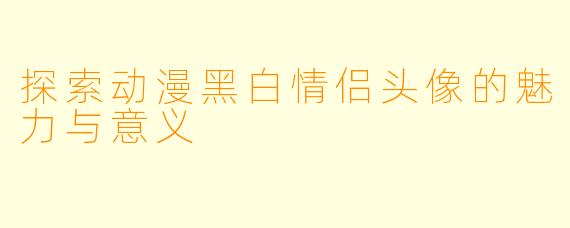 探索动漫黑白情侣头像的魅力与意义