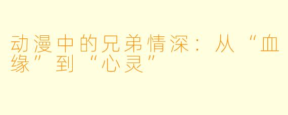 动漫中的兄弟情深：从“血缘”到“心灵”