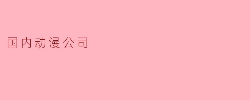 ### 国内动漫公司的崛起与发展