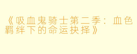《吸血鬼骑士第二季：血色羁绊下的命运抉择》