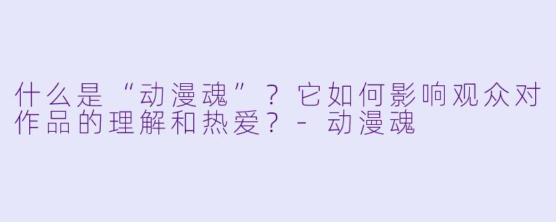 什么是“动漫魂”?它如何影响观众对作品的理解和热爱?