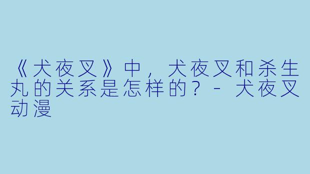 《犬夜叉》中，犬夜叉和杀生丸的关系是怎样的？-犬夜叉动漫