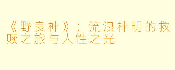 《野良神》：流浪神明的救赎之旅与人性之光