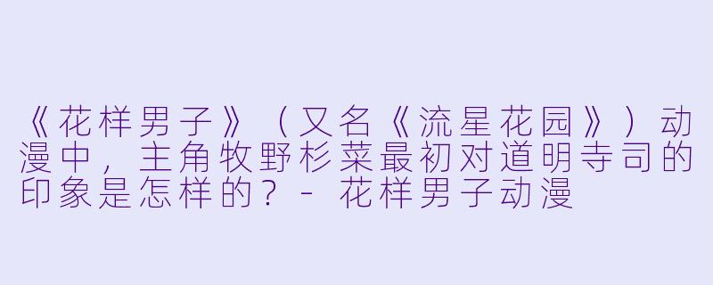 《花样男子》(又名《流星花园》)动漫中,主角牧野杉菜最初对道明寺司的印象是怎样的?