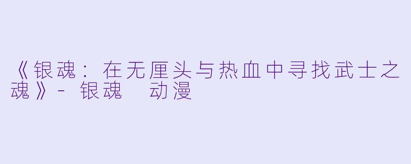 《银魂：在无厘头与热血中寻找武士之魂》-银魂 动漫