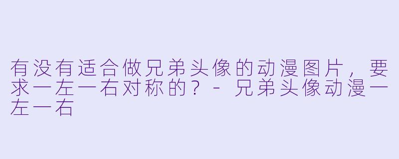 有没有适合做兄弟头像的动漫图片,要求一左一右对称的?