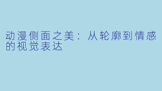 动漫侧面之美：从轮廓到情感的视觉表达
