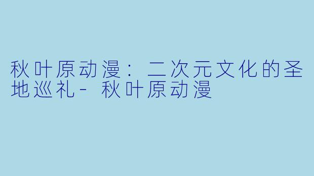 秋叶原动漫：二次元文化的圣地巡礼-秋叶原动漫