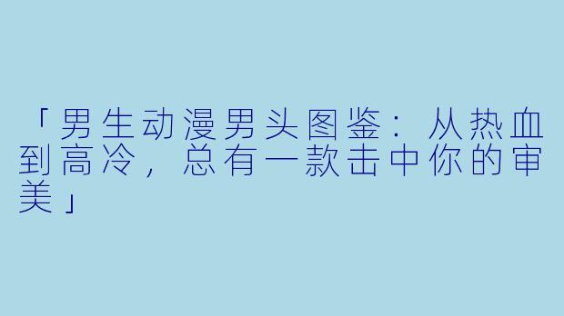 「男生动漫男头图鉴：从热血到高冷，总有一款击中你的审美」
