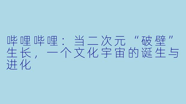 哔哩哔哩：当二次元“破壁”生长，一个文化宇宙的诞生与进化