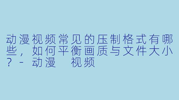 动漫视频常见的压制格式有哪些，如何平衡画质与文件大小？