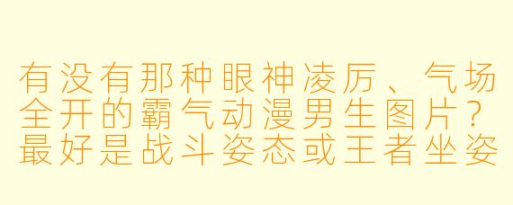 有没有那种眼神凌厉、气场全开的霸气动漫男生图片？最好是战斗姿态或王者坐姿的！