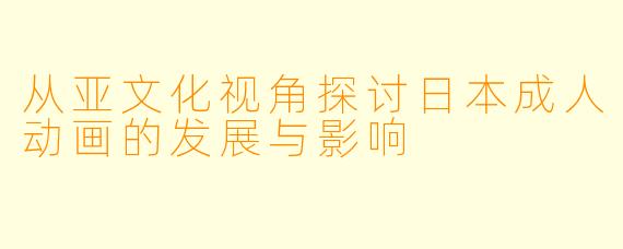 从亚文化视角探讨日本成人动画的发展与影响