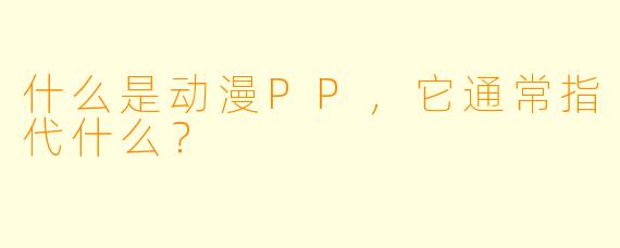 什么是动漫PP，它通常指代什么？
