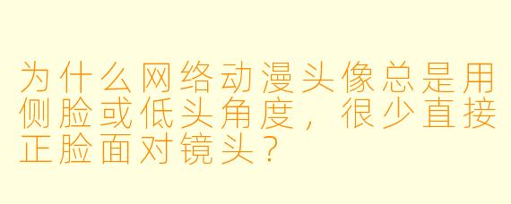 为什么网络动漫头像总是用侧脸或低头角度,很少直接正脸面对镜头?