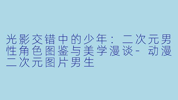 光影交错中的少年:二次元男性角色图鉴与美学漫谈-动漫二次元图片男生
