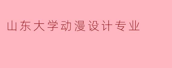 山东大学动漫设计专业