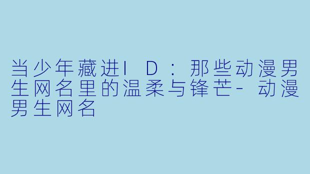 当少年藏进ID：那些动漫男生网名里的温柔与锋芒-动漫男生网名