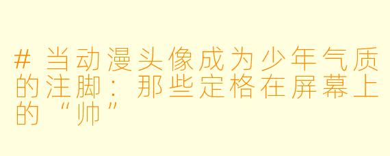 #当动漫头像成为少年气质的注脚:那些定格在屏幕上的“帅”
