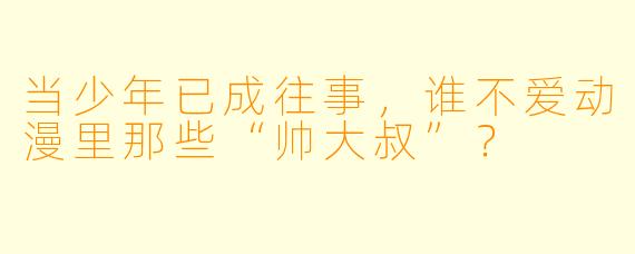 当少年已成往事,谁不爱动漫里那些“帅大叔”?