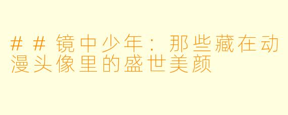 ##镜中少年:那些藏在动漫头像里的盛世美颜