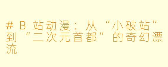 #B站动漫：从“小破站”到“二次元首都”的奇幻漂流