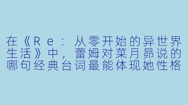 在《Re:从零开始的异世界生活》中，蕾姆对菜月昴说的哪句经典台词最能体现她性格的转变与深情？