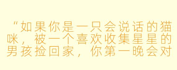 “如果你是一只会说话的猫咪，被一个喜欢收集星星的男孩捡回家，你第一晚会对他说什么？”