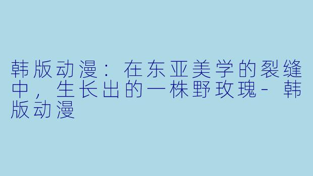 韩版动漫：在东亚美学的裂缝中，生长出的一株野玫瑰-韩版动漫